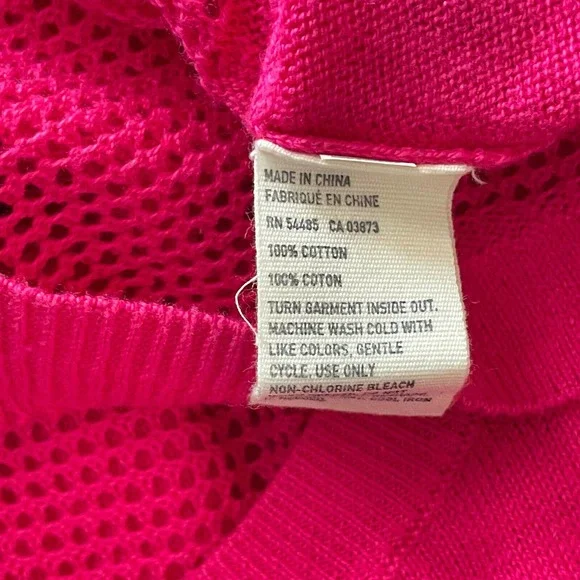 American Eagle Blouse Women’s XL Hot Pink Top Shirt Semi Sheer Back Knit AEO - Picture 6 of 6